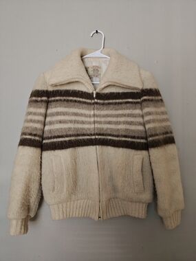 Cream Striped Bomber Jacket - Unbranded